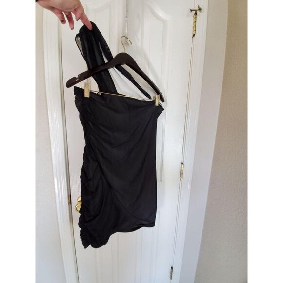 ASOS Curve Womens Dress Black XL Plus Size One Shoulder Cocktail 12 New - Picture 8 of 9